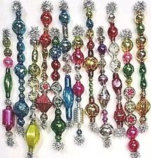 ✨️🍬 12 Vtg Mercury Glass Garland Icicle Bead Christmas Tree Ornaments 4~4.5