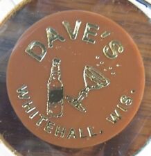 Vintage Dave's Whitehall, WI Brown Plastic Trade Token - Wisconsin picture