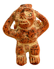 Vtg Terracotta Pottery Figurine Vessel Resting Man 3.75” L Handmade Folk Art picture