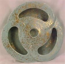 Stangl Candle Holder & Pansy Bowl Mid Century Modern Aqua Gold Art Pottery picture