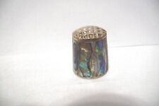 THIMBLE VINTAGE ALPACA SILVER MEXICO PANELS OF ABALONE picture