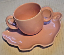 Tiffany Tots pink 2 handle mug & pig shape plate set Japan picture