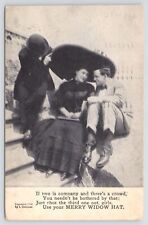 Grollman~c1908 & PM 1908~Two's Company~Three's A Lot~Girls Use Merry Widows Hat picture