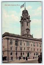 c1950's City Hall Building Entrance Clock Tower Paterson New Jersey NJ Postcard picture