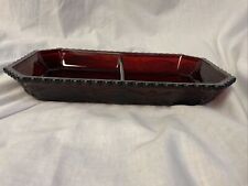 1987  Avon 1876 Cape Cod Ruby Red Relish Tray /Sandwich 9.5”x5.5” picture