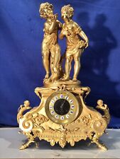1844 ANTIQUE FRENCH JAPY FRERES STRIKES KEY WOUND,BRONZE,METAL FIGURAL CLOCK picture