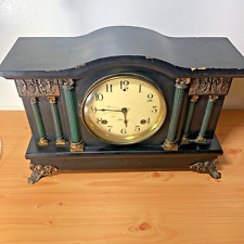 Antique Sessions Black MayFlower PillarsGong Bell Mantle Clock Read Descripton picture