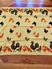 Vintage Mid Century Terry Cloth Chicken Tablecloth-gold-brown-orange-64” X 51” picture