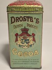 Antique Droste's Cocoa STILL FULL 8oz Hinged Tin Vintage Collectible  picture
