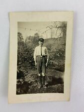 Boy In Uniform Vintage B&W Photograph 2.75 x 4 Hat Tree Tie Shorts picture