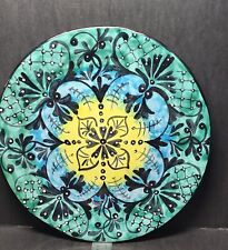 Stunning Talavera Marked Mexico  Hand Painted Terracotta Plate Folk Art  11.5