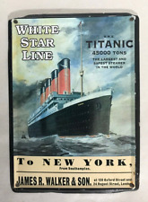 A TITANIC WHITE STAR LINE METAL POSTCARD - POST MARKED BY AIR MAIL / ROYAL MAIL picture