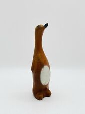 Vintage MCM Long Neck Plastic Wood Penguin Rhinestone Eyes picture