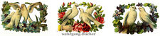 3 Vintage Victorian die cut paper scraps, sweet whispering pigeons from ca. 1878 picture