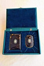 Antique Set faux tortoiseshell NOTEBOOK or CARD CASE & COIN PURSE 1905 With box picture