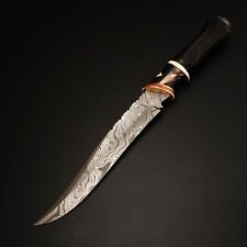 A BEAUTIFUL CUSTOM HANDMADE 13 INCHES LONG IN DAMASCUS STEEL HUNTING WILD DAGGER picture
