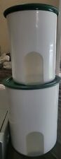 Tupperware One Touch Reminder Canisters 2422B &  2420D White & Green Seals picture