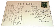1909 ILLINOIS CENTRAL MEMPHIS & NEW ORLEANS TRAIN #12 RPO HANDLED POST CARD picture