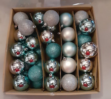 50ct Target Light Blu Silver Shatter Resistant Christmas Tree Ornaments Set Pack picture