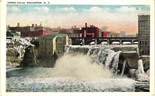 Upper Falls Rochester NY Aerial View White Border Unposted Postcard c1920s picture
