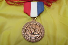 GYMNASTICS male Highest Quality Medal Home Award w/ Ribbon Drape Pin Bronze NOS picture