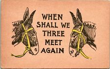 Vtg Postcard 1900s UDB Comic Donkeys When Shall We Three Meet Again Unused UNP picture