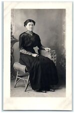 1912 Girl Rattan Chair Studio Hutchinson Minnesota MN RPPC Photo Postcard picture