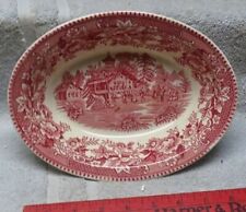 * Vintage - Thos Hughes - STAFFORDSHIRE - RED - AVON Cottage - OVAL Serving DISH picture