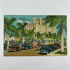 Postcard Florida Miami FL Biscayne Boulevard Automobile Car 1948 Posted Linen picture