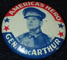 WW2 US Home Front Patriotic Lapel Pin Button General MacArthur America's Hero 1