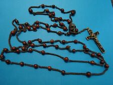 amazing ANTIQUE french PRIEST ROSARY /  MEMENTO MORI SKULL /   habit rosary picture