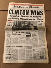 CLINTON WINS Complete Newspaper Democrat November 4 1992 Bill Election Feinstein picture