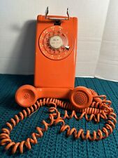 Wall Rotary Telephone Phone ORANGE ITT Untested Vintage 70’s MCM Public 911 Mall picture