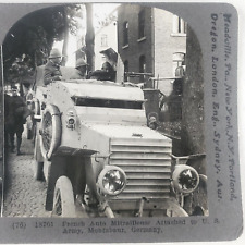 White AM Armoured WW1 Car Stereoview c1918 Montabaur Germany French Soldier H195 picture