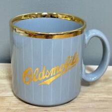 (2) VTG Oldsmobile Blue Gold Pinstripe Coffee Tea Mug Made In England Set RARE picture