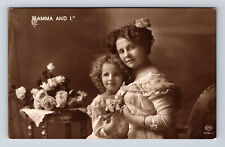 c1912 RPPC EAS Studio Portrait of Young Mother & Daughter Real Photo Postcard picture