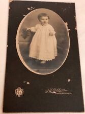 Antique 1800’s Cabinet Card Photo Toddler Girl in Long White Lacy Dress, PA picture