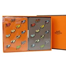 Hermes Playing Cards Orange Gray Horse Cheval Mint Z1996 picture