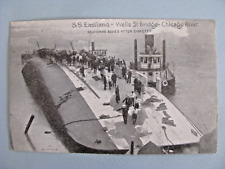 CHICAGO POSTCARD SS EASTLAND WELLS ST. BRIDGE-CHICAGO RIVER RECOVERING BODIES picture