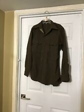 Vintage Us Military Army Officers Wool Button Down Shirt Olive Green   9T picture