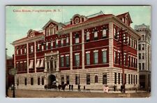 Poughkeepsie NY-New York, Court House, Antique Vintage Souvenir Postcard picture