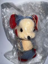 Vintage NOS JAPAN Mouse Christmas Tree Ornament Denim Red 4” CUTE Flocked picture