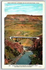 Original Old Vintage Outdoor Postcard Steel Auto Bridge Sapinero Colorado USA picture