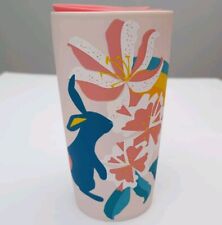 Starbucks Ceramic Tumbler Spring Floral Easter 2021 Bunny 12 Oz With Lid Travel  picture