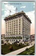 Savannah Hotel Fire Proof, Rates on Back Georgia GA Postcard c1910's Old Cars picture
