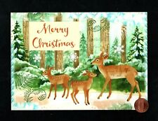 Christmas Deer Doe Family Forest  Meadow Trees Snow - Christmas Greeting Card picture