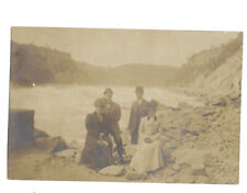 c.1900s Four Friends Sitting In Front Of Lake RPPC Real Photo Postcard UNPOSTED picture