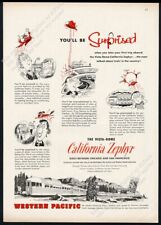 1954 Western Pacific RR California Zephyr train art vintage print ad picture