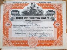 Memphis, TN 1919 Stock Certificate: Perfect Stop Compression Brake Co.-Tennessee picture