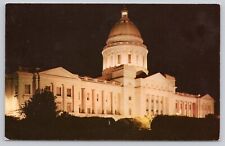 Little Rock Arkansas, State Capitol at Night, Vintage Postcard picture